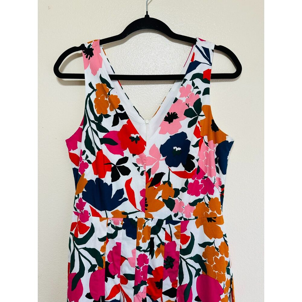 Donna Morgan Shanti Dress Pleated Midi Skirt Pockets SZ 8 Lined Bodice Colorful - Picture 3 of 6